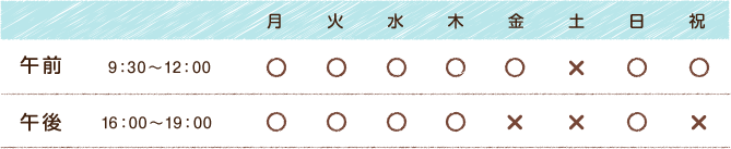 診療時間のご案内